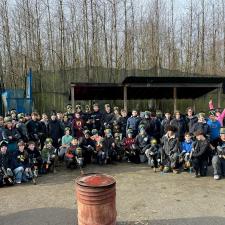 Group photo of students who participated in paintballing
