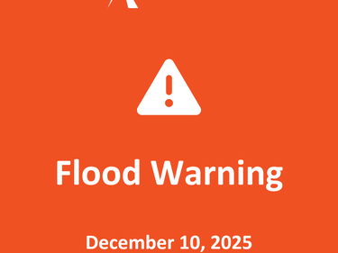 Flood warning for Abbotsford - December 10, 2025